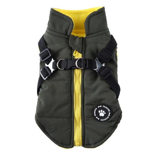 Chest Strap Padded Pet Jacket, Cotton Coat for Cats and Dogs