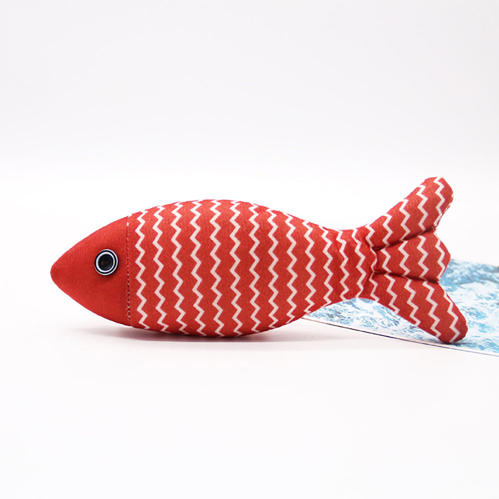 Burlap Fish Catnip Kicker Toy with Crinkle Sound for Indoor Cats