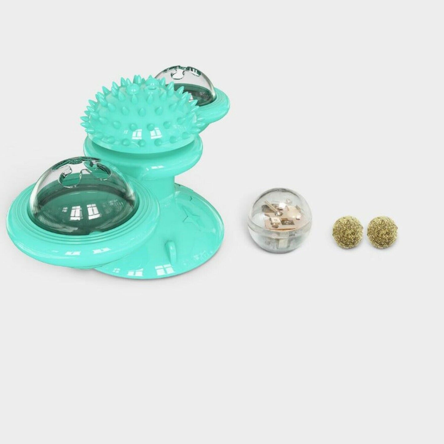 Windmill Cat Toy with Suction Cup, Rotating Spinner and Catnip Ball