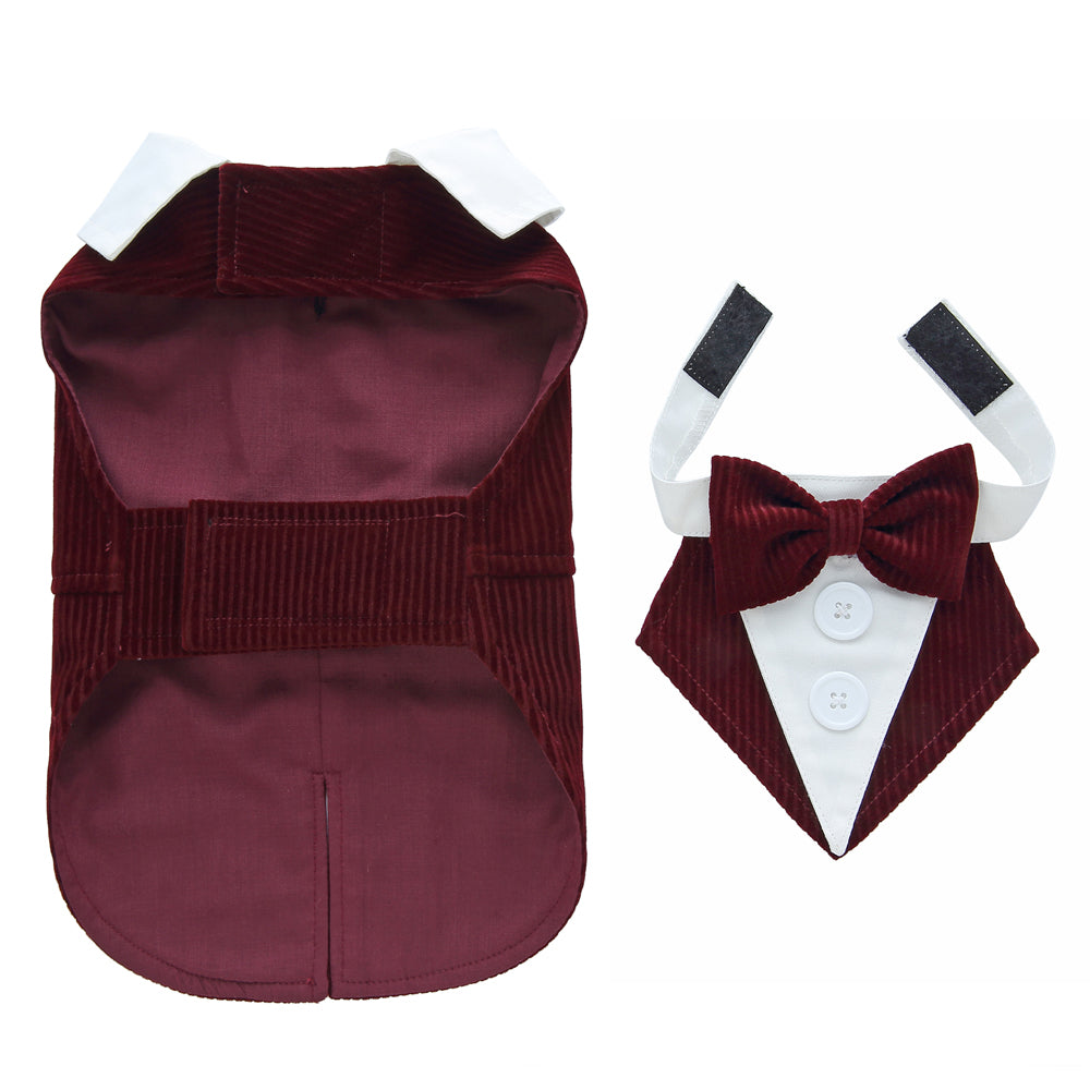 Dog Tuxedo Dress Formal Pet Outfit for Weddings and Photo Days
