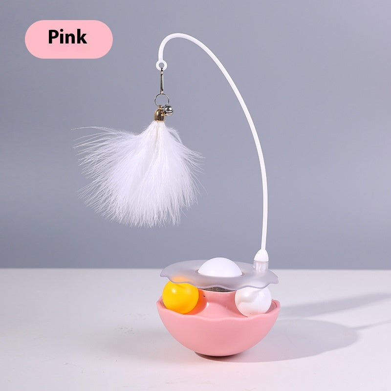 Tumbler Cat Toy with Treat Dispenser Ball and Feather Teaser Wand