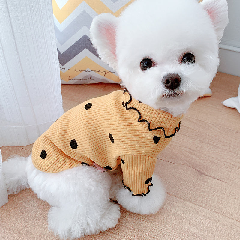 Polka Dot Turtleneck Dog Shirt, Layering Top for Dogs