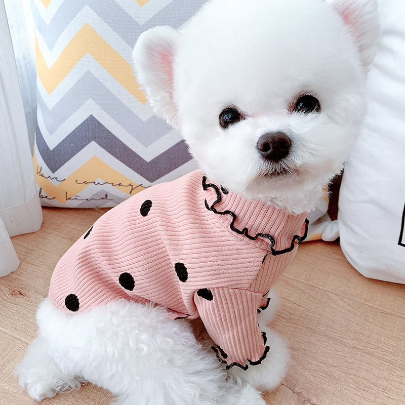 Polka Dot Turtleneck Dog Shirt, Layering Top for Dogs