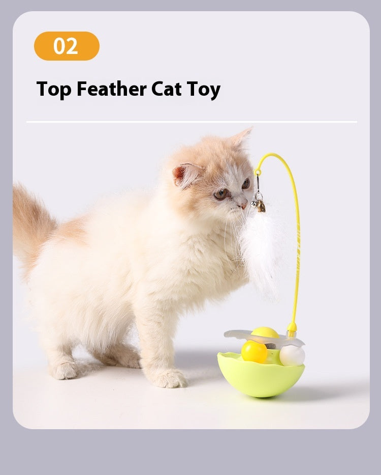 Tumbler Cat Toy with Treat Dispenser Ball and Feather Teaser Wand