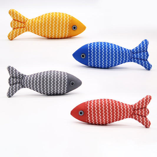 Burlap Fish Catnip Kicker Toy with Crinkle Sound for Indoor Cats