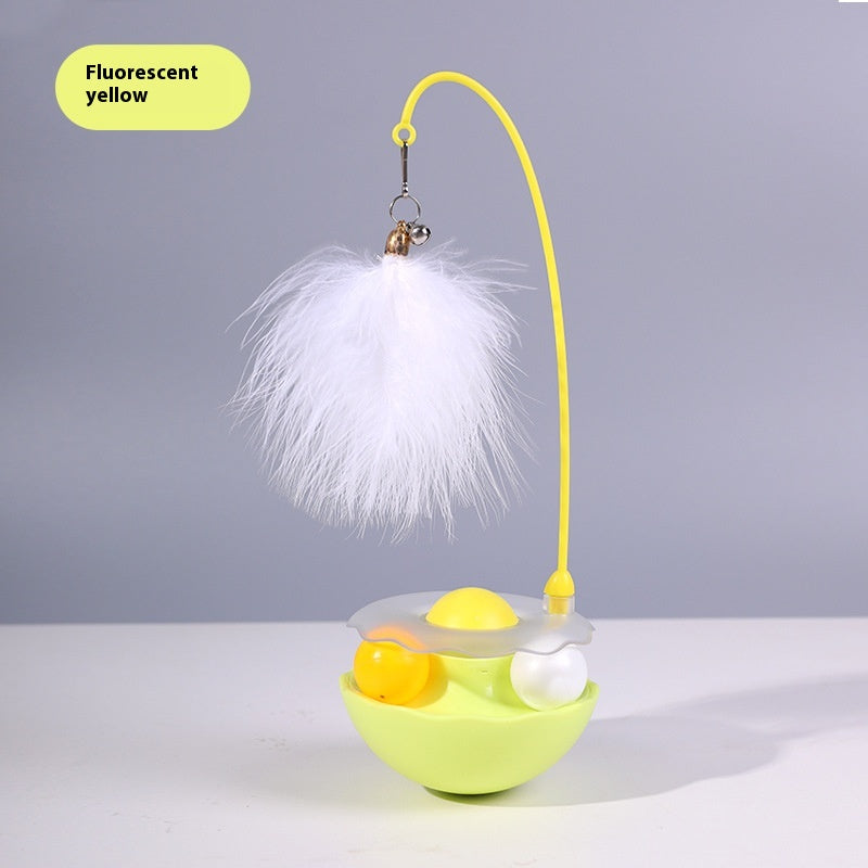 Tumbler Cat Toy with Treat Dispenser Ball and Feather Teaser Wand