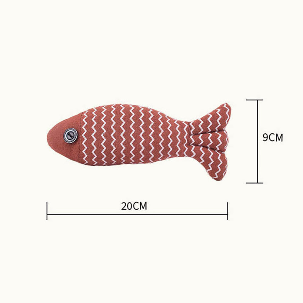 Burlap Fish Catnip Kicker Toy with Crinkle Sound for Indoor Cats