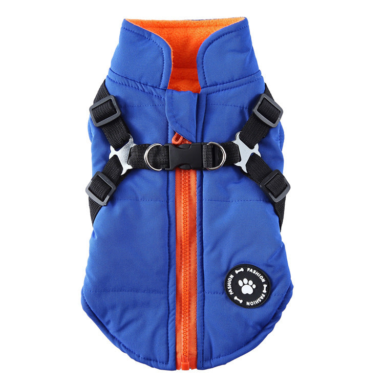Chest Strap Padded Pet Jacket, Cotton Coat for Cats and Dogs