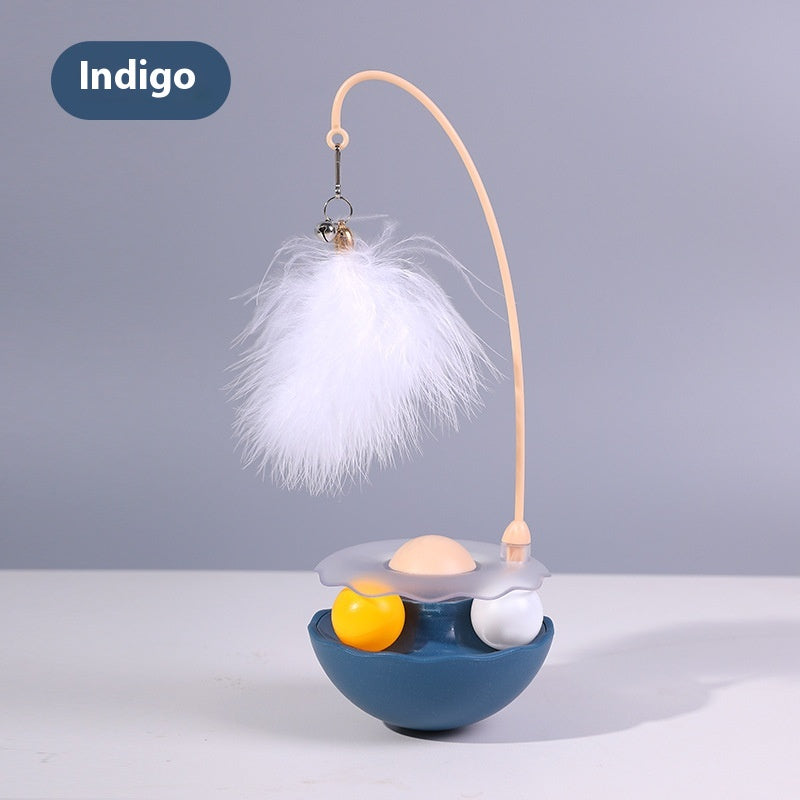 Tumbler Cat Toy with Treat Dispenser Ball and Feather Teaser Wand