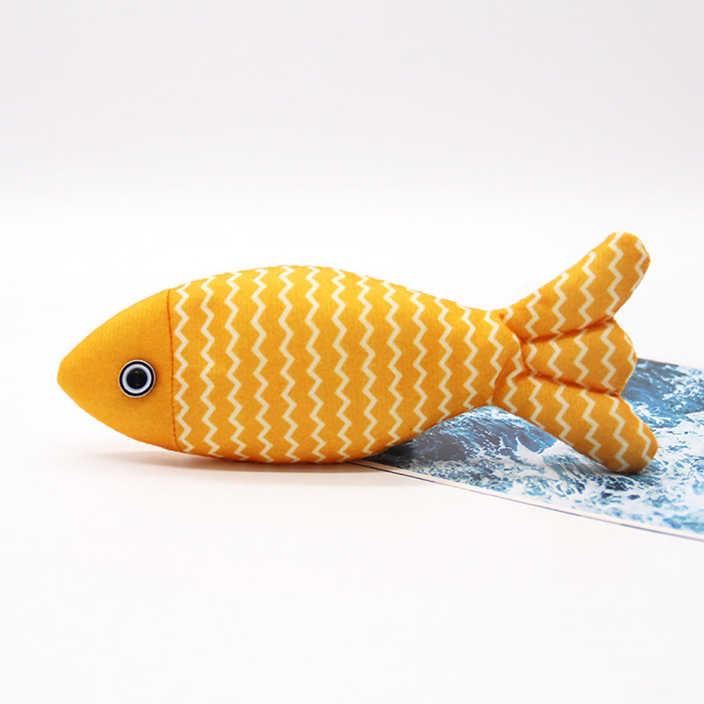 Burlap Fish Catnip Kicker Toy with Crinkle Sound for Indoor Cats
