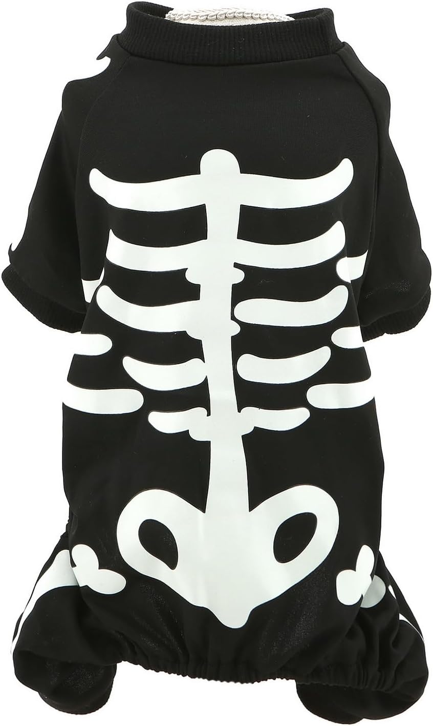 Glow in the Dark Skeleton Dog Costume Jumpsuit for Small Dogs