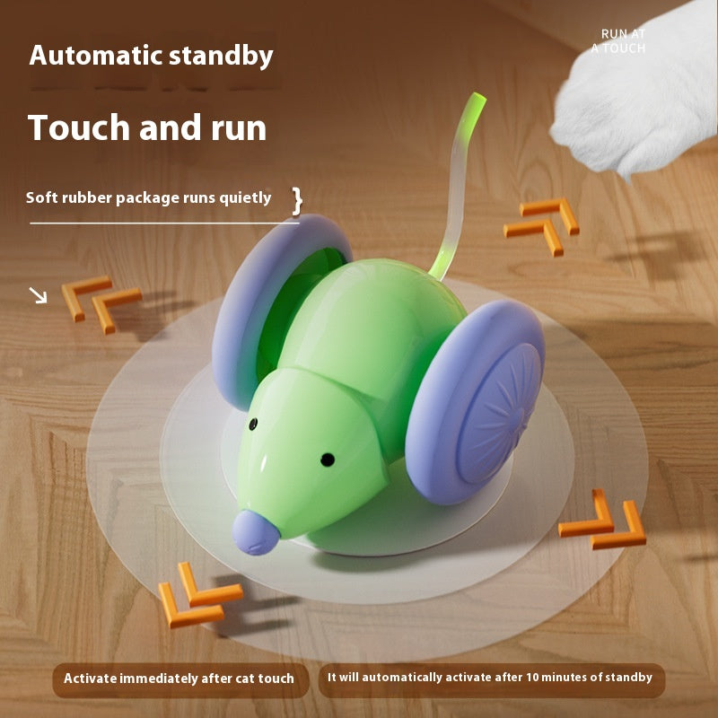 Electric Mouse Car Interactive Cat Toy with Obstacle Avoidance