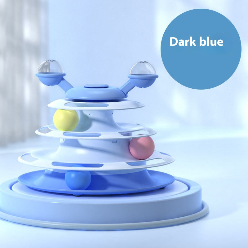 4 Level Cat Ball Track Toy Tower with Spinning Turntable Balls