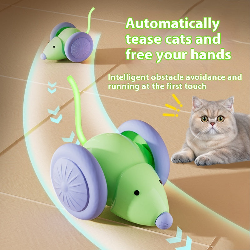 Electric Mouse Car Interactive Cat Toy with Obstacle Avoidance