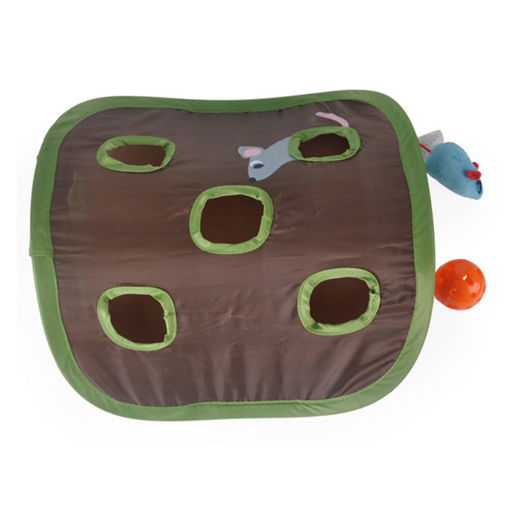 9 Hole Hide and Seek Interactive Cat Toy, Foldable Tunnel Game