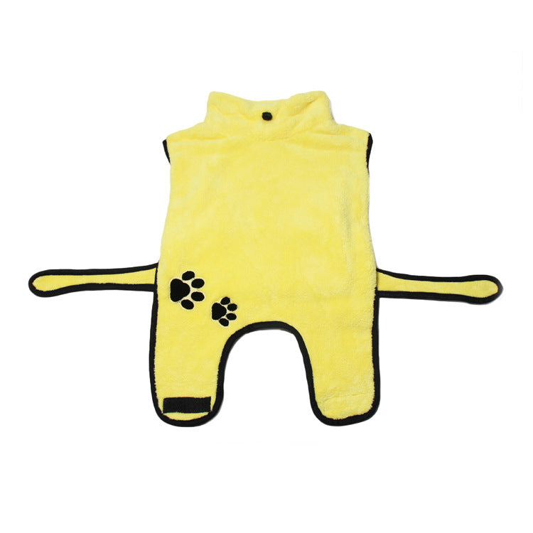 Soft Coral Fleece Pet Bathrobe with Embroidered Detail