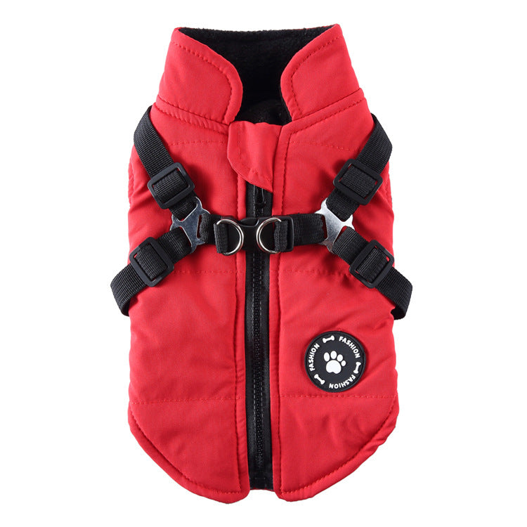 Chest Strap Padded Pet Jacket, Cotton Coat for Cats and Dogs