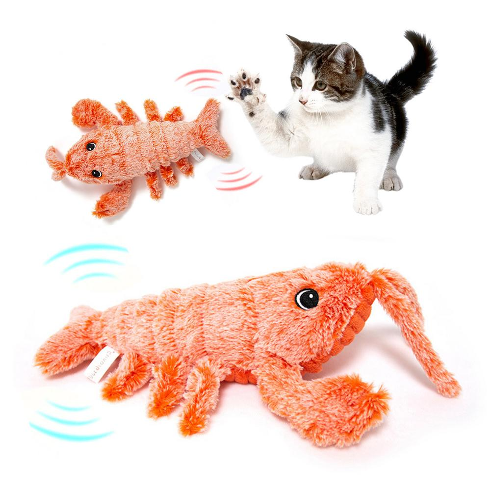 Electric Jumping Shrimp Cat Toy, USB Rechargeable Interactive Plush
