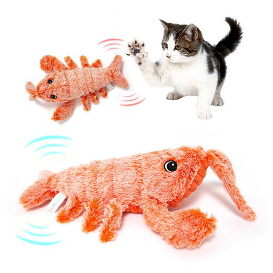 Electric Jumping Shrimp Cat Toy, USB Rechargeable Interactive Plush