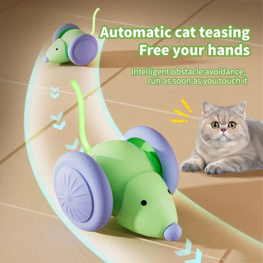 Electric Mouse Car Interactive Cat Toy with Obstacle Avoidance